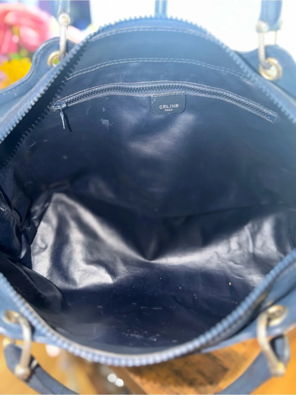 Celine Navy Macadam Handbag / Rare / Vintage EUC!
